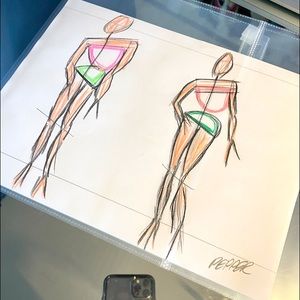 Original Hand-Drawn Fashion Flat Sketch - 12”x 9”